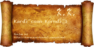 Karácson Kornél névjegykártya