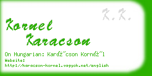 kornel karacson business card